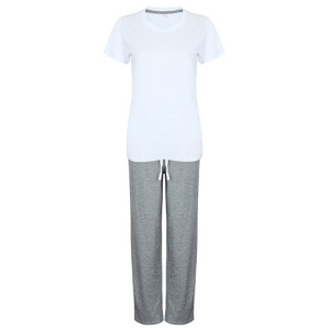 Pizama Męska Dlugie Nogawki Bawełniana - White & Heather Grey