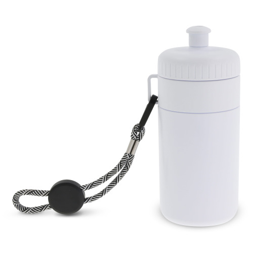 Bidon Sportowy Z Obwódka I Kolorowym Sznurkiem 500ml Biały / biały LT98785-N0101 (2)
