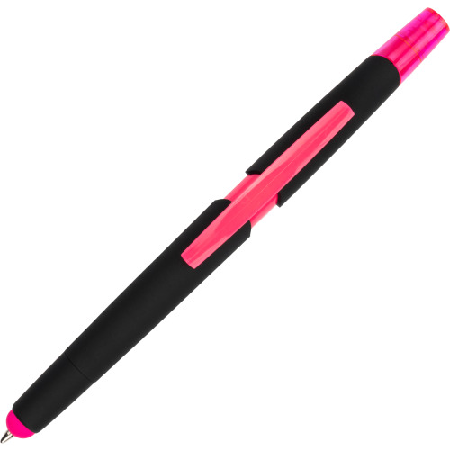 Długopis plastikowy z zakreślaczem touch pen EMMETT Różowy 1096511 (11)