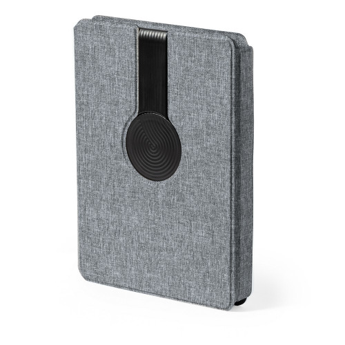 Wielofunkcyjny notatnik RPET A5, magnetyczna ładowarka bezprzewodowa 10W, power bank 5000 mAh Szary V1302-19 (4)