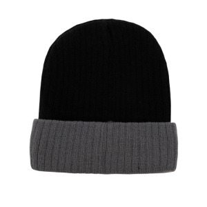 Czapka Dzianinowa Dwukolorowa Akrylowa Miekka - Black & Grey