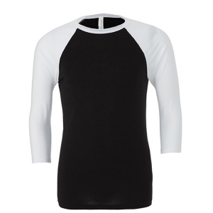 Koszulka Baseballowa Unisex Czesana Bawełna Triblend - White & Red