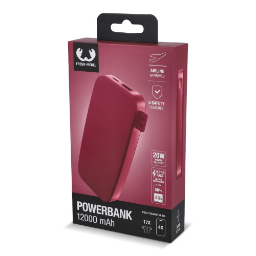 2PB12100 | Fresh 'n Rebel Powerbank 12000 mAh USB-C Szybkie ładowanie 20W Czerwony LT49402-N0021 (2)