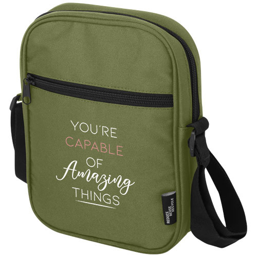 Byron torba na ramię o pojemności 2 l wykonana z materiałów z recyklingu z certyfikatem GRS Oliwkowy 13005360 (1)