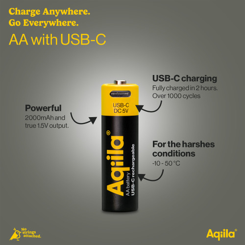 Aqiila – akumulatory AA USB-C o pojemności 2000 mAh, zestaw 4 sztuk Czarny LT45209-N0002 (3)
