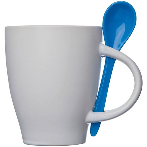 Kubek ceramiczny z łyżeczką PALERMO 250 ml Niebieski 509504 