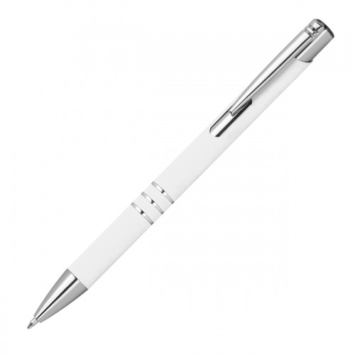 Długopis z aluminium z recyklingu półżelowy soft touch DUNMORE Biały 399106 