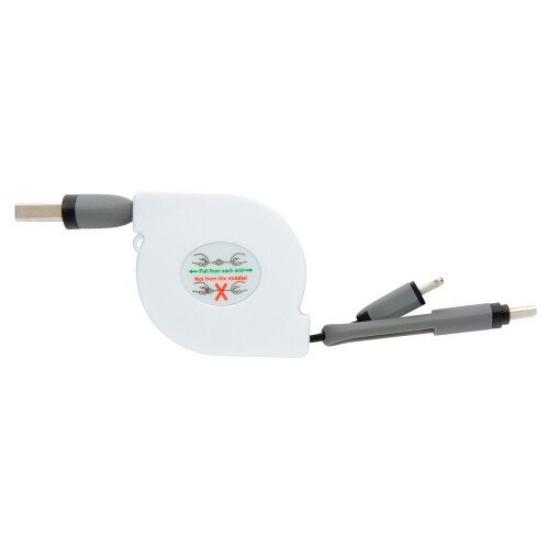 Zwijany kabel do ładowania i synchronizacji 3 w 1 biały V0160-02 (13)