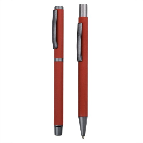 Zestaw piśmienny, długopis i pióro kulkowe czerwony V1957-05 (1)
