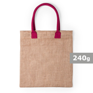 Torba z juty na zakupy, bawełniane uchwyty Fioletowy