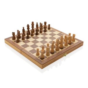 Drewniany zestaw do gry w szachy brązowy
