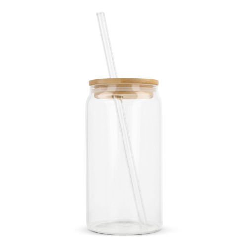 Szklanka z bambusową pokrywką i słomką 450 ml Transparentny LT98320-N0004 (2)