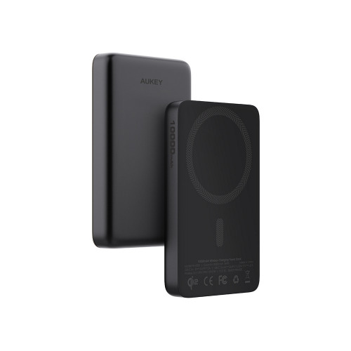 Magnetyczny, bezprzewodowy power bank 10000 mAh Aukey Czarny VAM12-03 