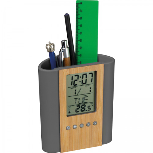 Stojak biurkowy z zegarem STEFANO Szary 2256407 (2)