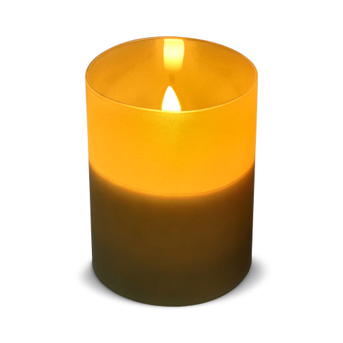 Nyelle Świeca woskowa LED z możliwością ładowania w szklanym pojemniku Oliwkowa zieleń LT57313-N0043 (1)