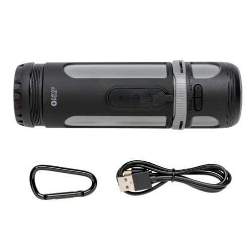 Głośnik bezprzewodowy 3W, power bank 4400 mAh, lampka Swiss Peak Czarny, szary P326.890 (1)
