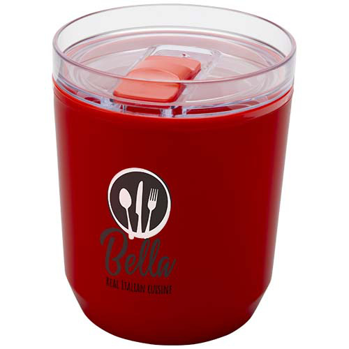 Hudson kubek z podwójnymi ściankami o pojemności 180 ml wykonany z tworzyw sztucznych pochodzących z recyklingu Czerwony 10085221 (1)