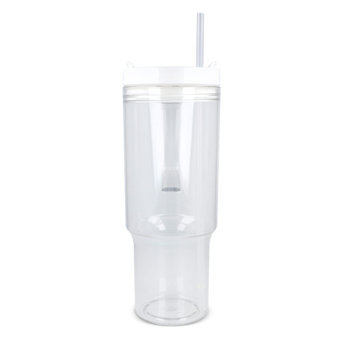 Kubek Miami z uchwytem, przezroczysty, 1,2 l, R-PET Transparentny / biały LT98695-N0401 (3)