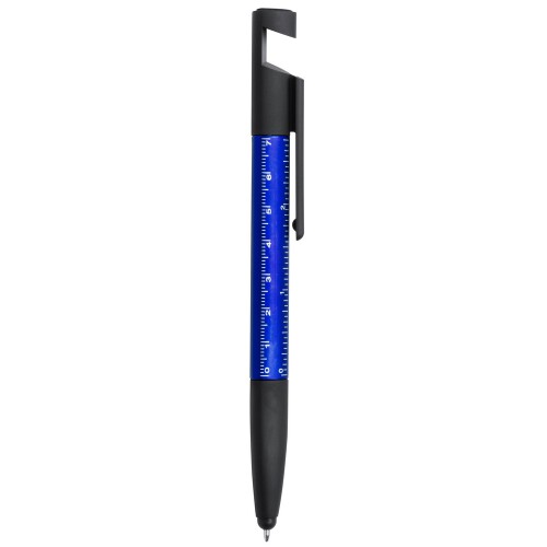 Długopis wielofunkcyjny, czyścik do ekranu, linijka, stojak na telefon, touch pen, śrubokręty granatowy V1849-04 (1)