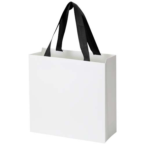 Torba papierowa Smartfold 210 g/m² z uchwytami ze wstążki i matowym laminowaniem – 24 x 10 x 24 cm Czarny 1ZM01690 (2)