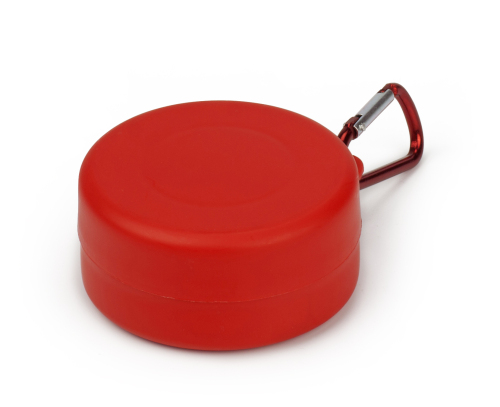 Składany kubek 220 ml z karabińczykiem czerwony V7618-05 (1)