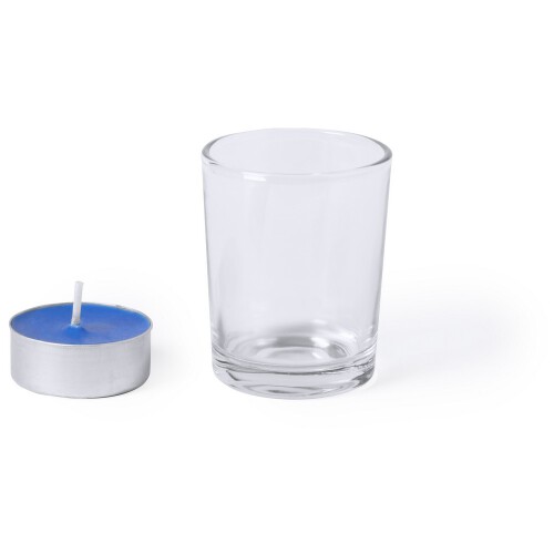 Szklany świecznik, świeczka zapachowa niebieski V8838-11 