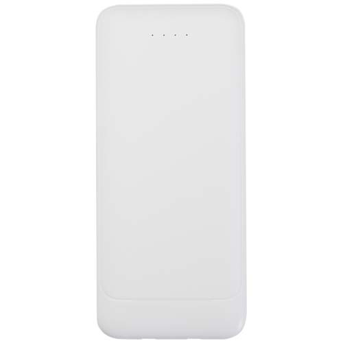 Adhil powerbank o pojemności 10.000 mAh i mocy 10 W z tworzyw sztucznych pochodzących z recyklilngu z 2 wbudowanymi kablami Biały 12445901 (3)