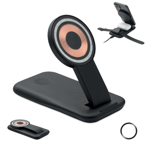 Bezprzew. ładowarka 3 w 1, 15W Czarny MO2749-03 