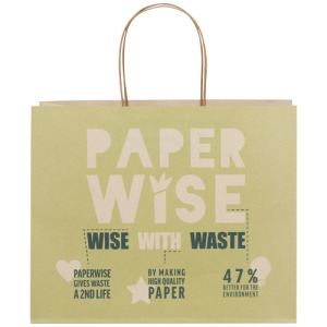 Torba papierowa z odpadów rolniczych ze skręcanymi uchwytami – 31 x 12 x 25 cm