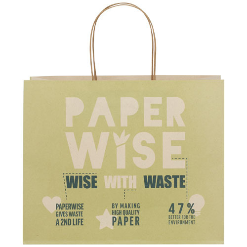 Torba papierowa z odpadów rolniczych ze skręcanymi uchwytami – 31 x 12 x 25 cm Złamana biel 1ZM00301 (1)