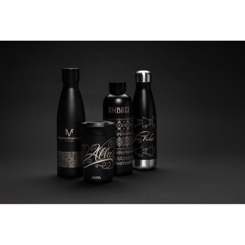 Butelka termiczna 500 ml, stal nierdzewna z recyklingu Czarny P433.271 (6)