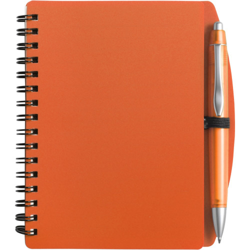 Notatnik A6 (kartki w linie)  z długopisem pomarańczowy V2391-07 