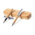 Bambusowy zestaw piśmienny, długopis i pióro kulkowe jasnobrązowy V9348-18  thumbnail