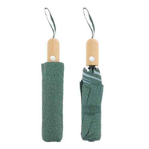 Składany parasol 21” z plastiku z recyklingu automatycznie otwierany Ciemnozielony LT97112-N0030 (1)