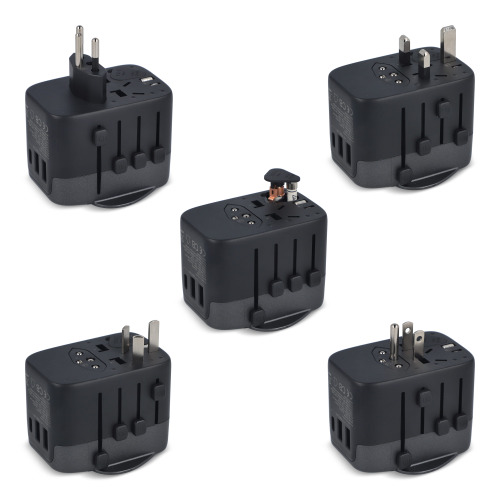Adapter podróżny PowerPro wykonany z plastiku pochodzącego z recykling Czarny LT41029-N0002 (3)