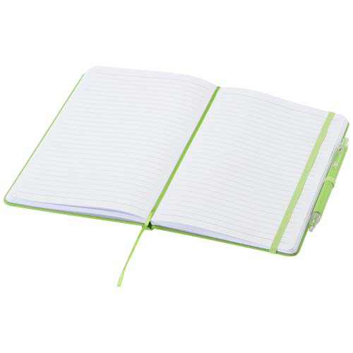 Zestaw Spectrum: długopis i notes A5 wykonany z materiałów z recyklingu Limonkowy 10740263 (4)
