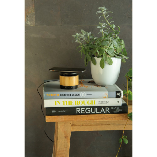 Bambusowy głośnik bezprzewodowy 3W, ładowarka bezprzewodowa Czarny P329.179 (6)