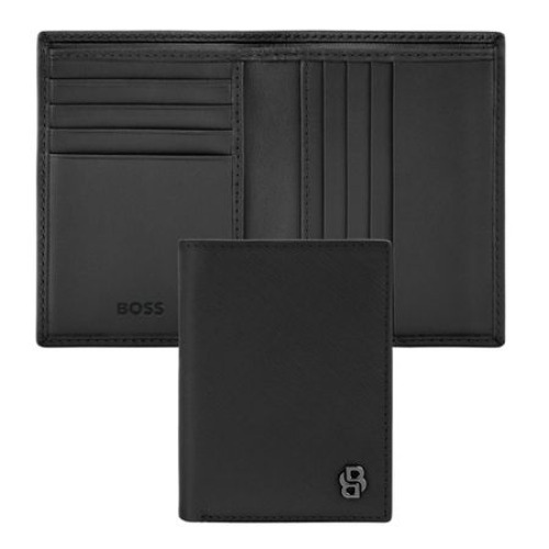 Składany portfel na karty Double B Saffiano Black Czarny HLE526A 
