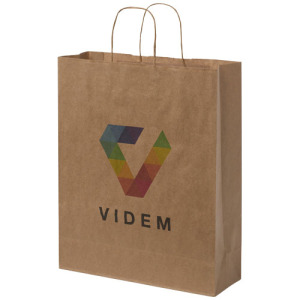 Torba z papieru Kraft ze skręconymi uchwytami – 32 x 12 x 40 cm Kraftowy brąz