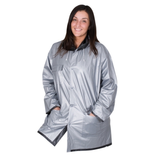 Dwustronny płaszcz przeciwdeszczowy NANTERRE srebrno-czarny 920537 (2)