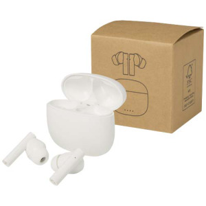 Alterf zestaw słuchawkowy True Wireless z technologią Bluetooth® z tworzyw sztucznych pochodzących z recyklingu i silikonowymi końcówkami dousznymi Biały