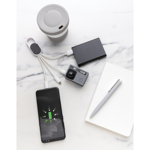 Kabel do ładowania 4 w 1 z karabińczykiem Biały P302.073 (5)