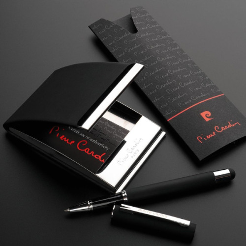 Zestaw etui na wizytówki i pióro kulkowe touch pen CONCORDE Pierre Cardin Czarny B3500700IP303 (1)