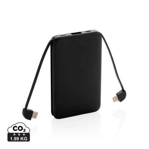 Power bank 5000 mAh, zintegrowany kabel 3 w 1 Czarny P322.081 
