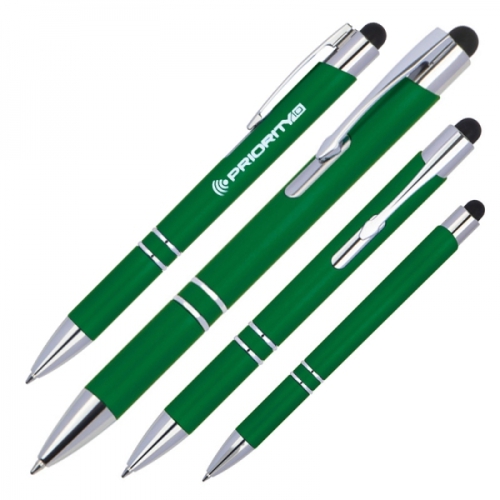 Długopis plastikowy touch pen z podświetlanym logo WORLD zielony 089209 (1)