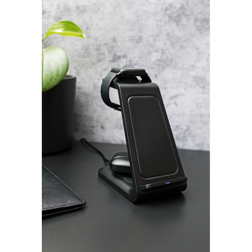 Ładowarka bezprzewodowa 15W, 3 w 1, stojak na telefon | Todd Czarny V1380-03 (11)