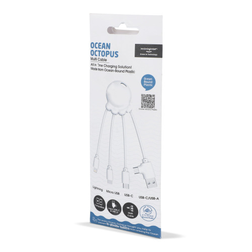 4009| Xoopar Eco Octopus Kabel do ładowania Ocean Bound Plastic Biały LT41023-N0001 (3)