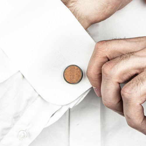 Spinki do mankietów Merbau - Circle - Black BWD02534M (2)