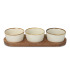InSideOut Drewniany stojak z 3 ceramicznymi okrągłymi miskami Ecru LT57208-N0054  thumbnail