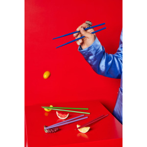 FRUITS UCHWYTY NA PAŁECZKI 4-SZT., Ż&Oacute;ŁTY/FIOLETOWY/CZERWONY